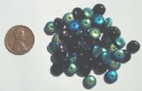 50 3x8mm Black AB Rondelle Beads